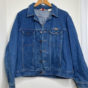 Vintage Rustler Blue Denim Jean Trucker Jacket Men’s Size XL Heavy Cotton